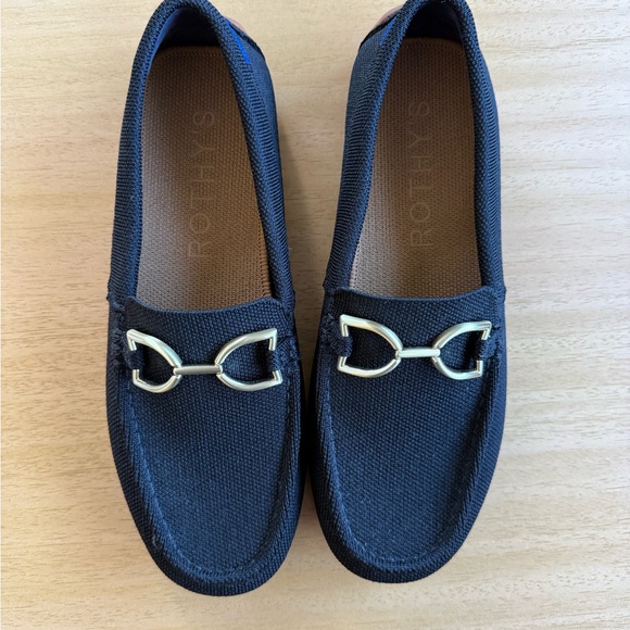 Rothy's Shoes - Rothy's the Double Bit Driver Elegant Black Loafers with Gold Detail